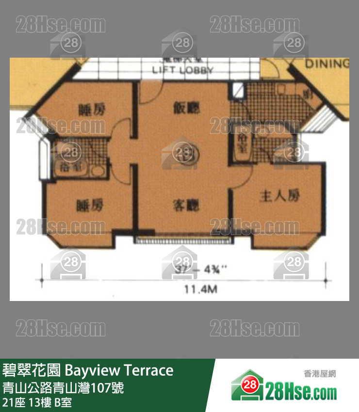 碧翠花园 楼宇21座13楼 B室 平面图