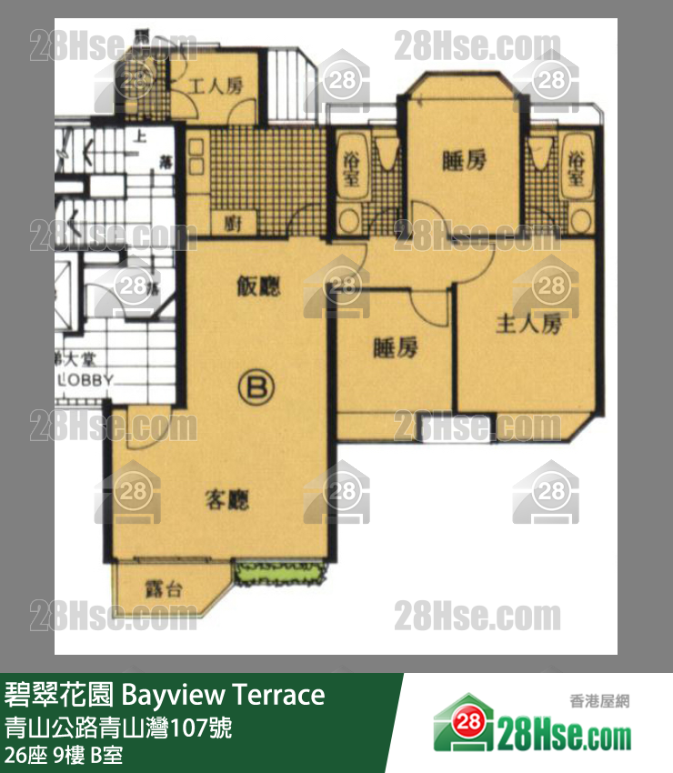 碧翠花園 樓宇26座9樓 B室 平面圖