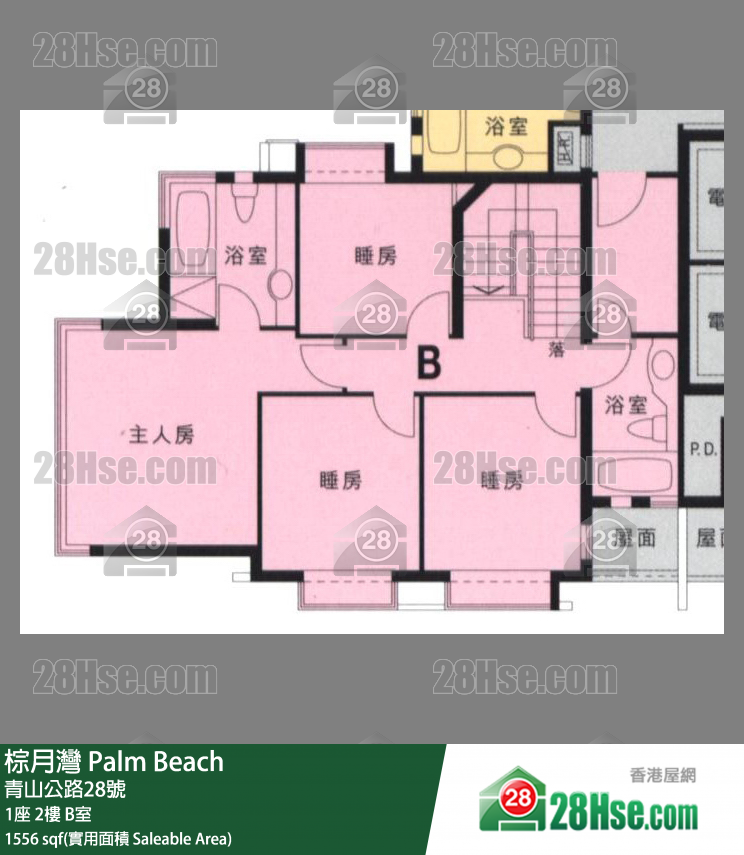 棕月灣 1座2樓 B室 平面圖