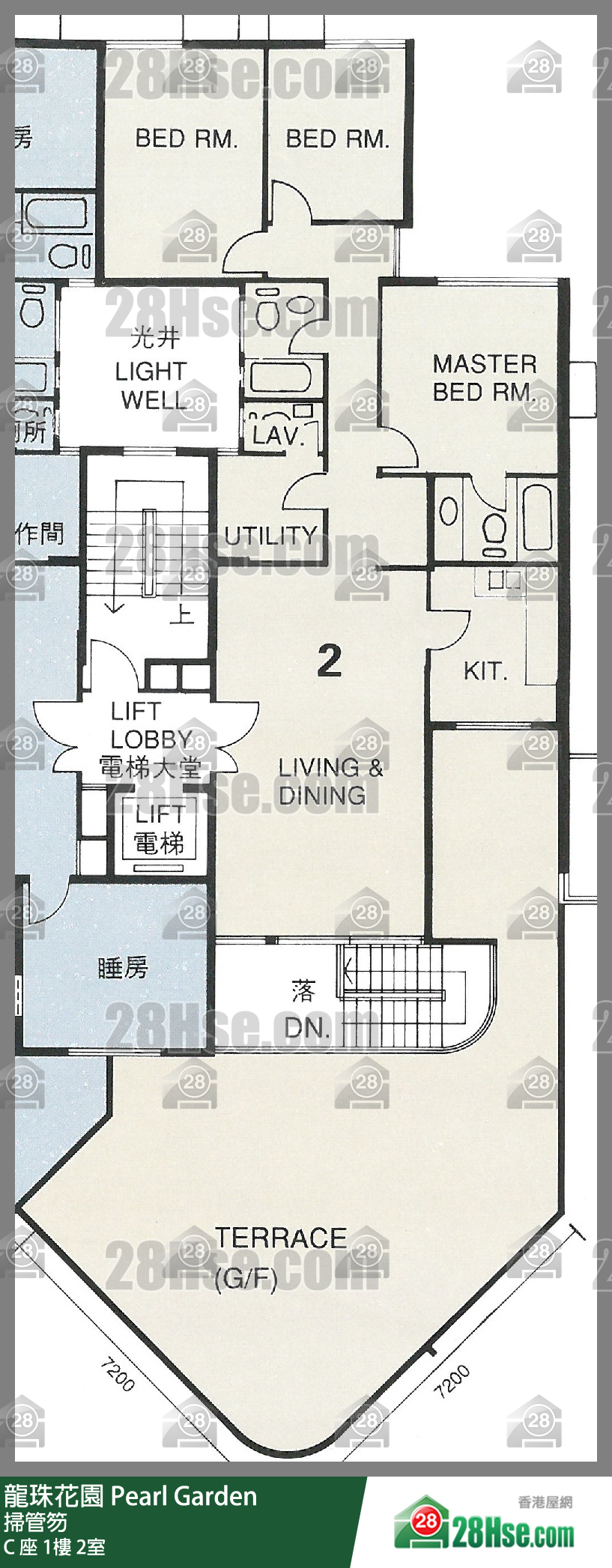 龙珠花园 C 座1楼 2室 平面图