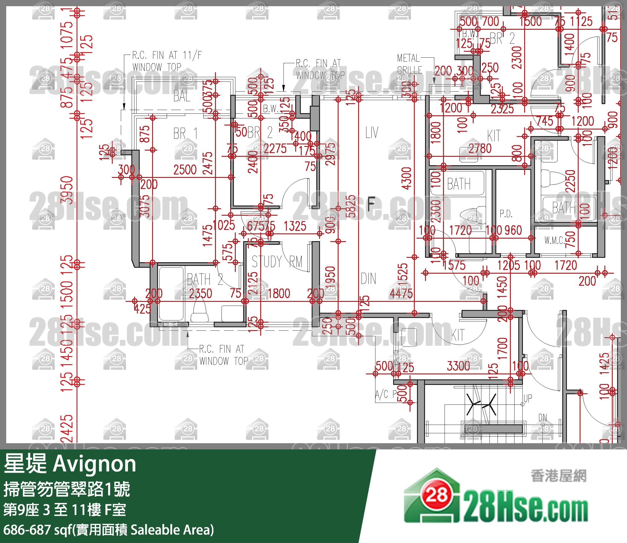 星堤 大廈 第9座 7樓 F室 平面圖