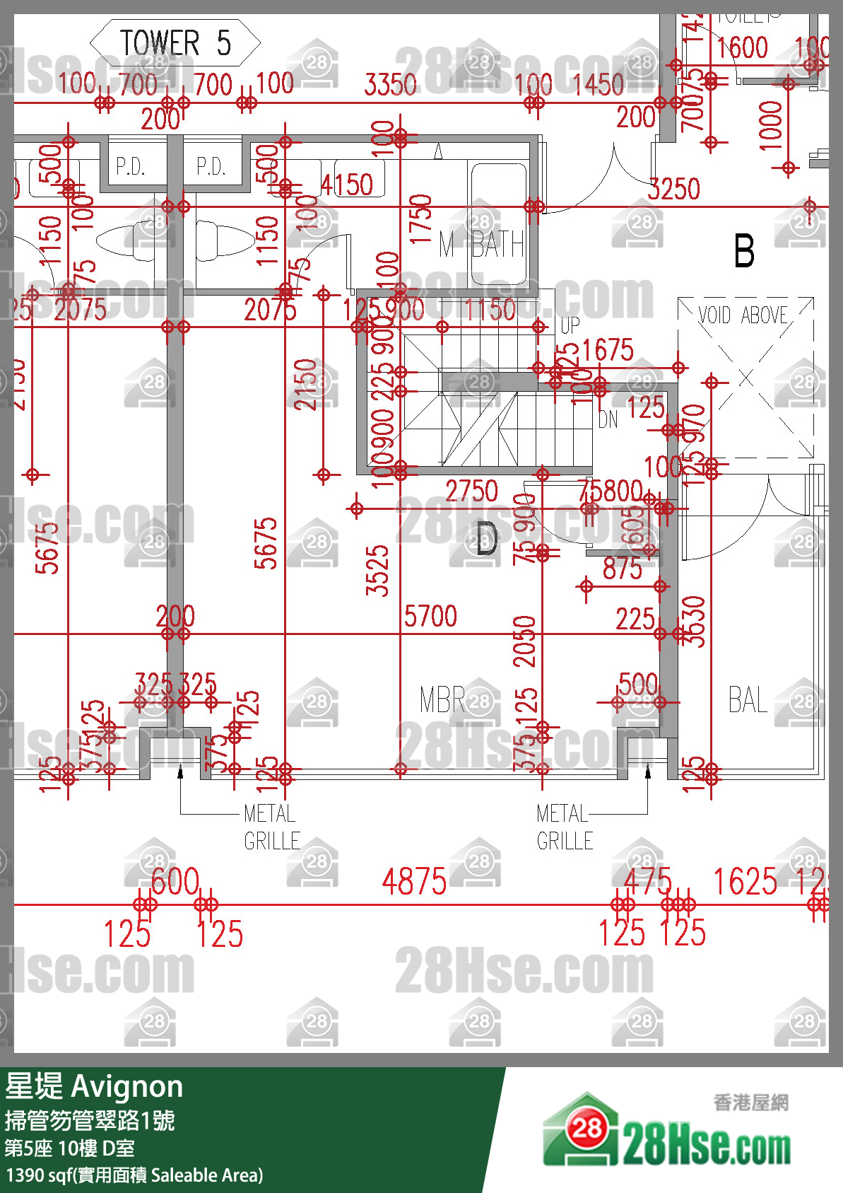 星堤 大廈第5座10樓 D室 平面圖