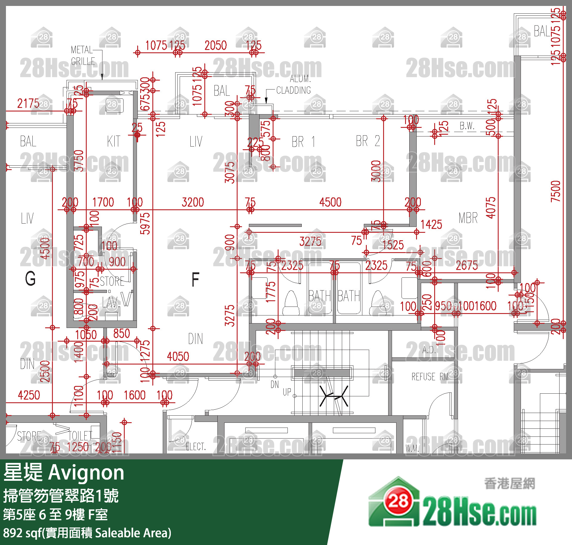 星堤 大廈第5座9樓 F室 平面圖