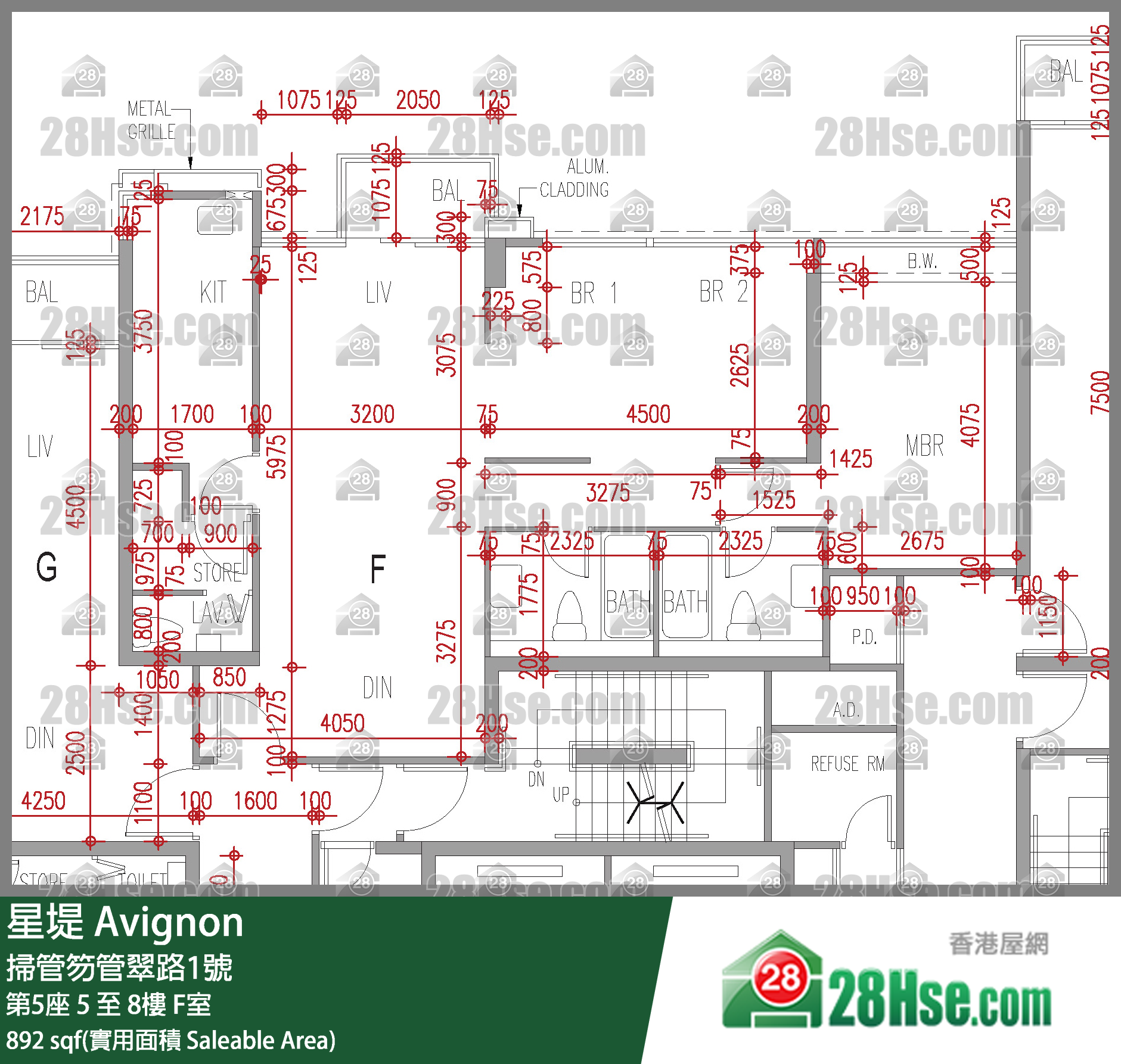 星堤 大廈 第5座 8樓 F室 平面圖