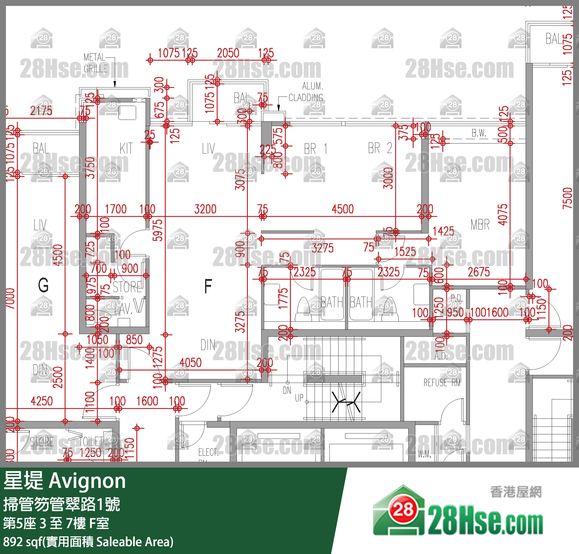 星堤 大廈第5座7樓 F室 平面圖