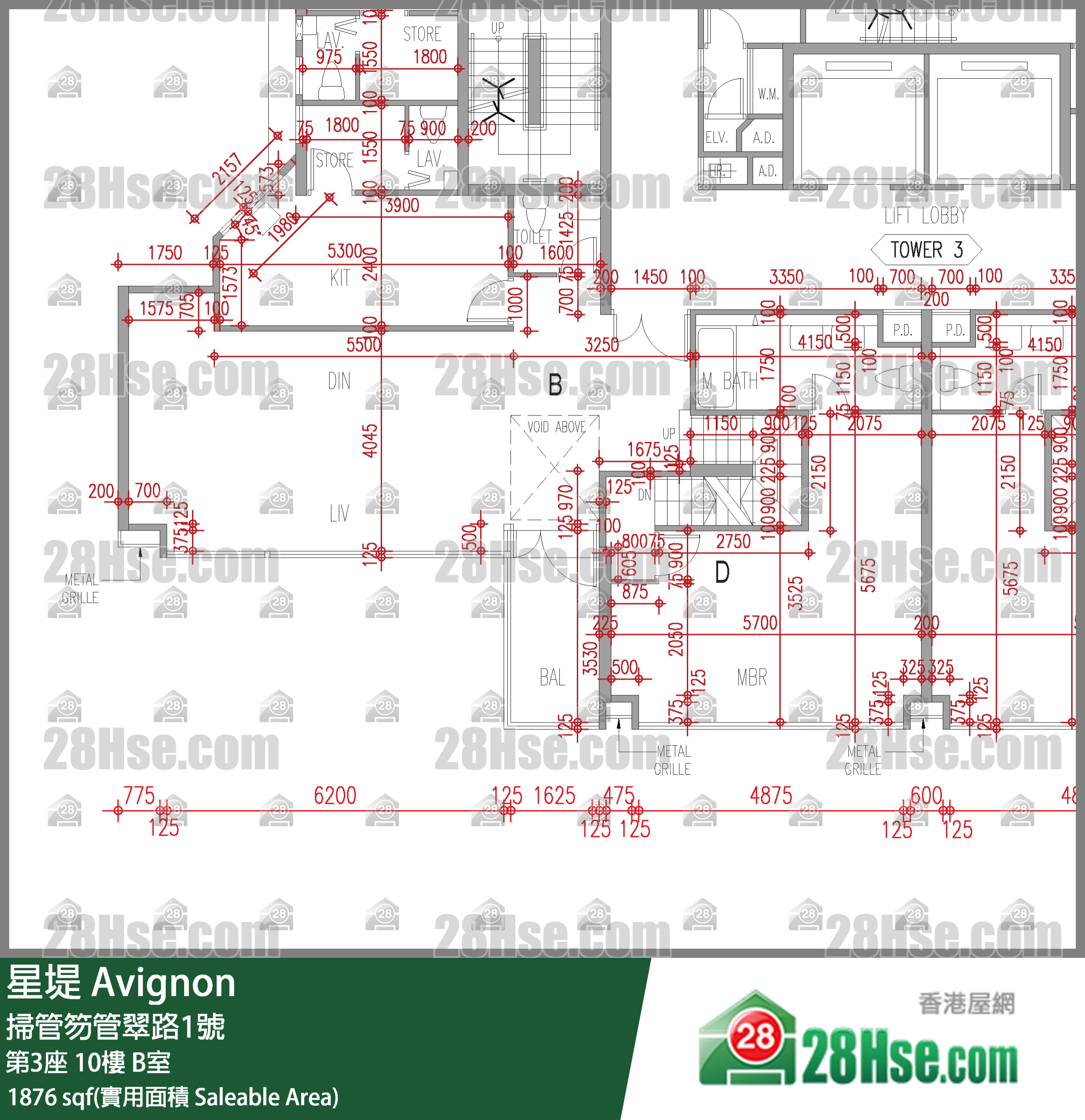 星堤 大廈 第3座 10樓 B室 平面圖