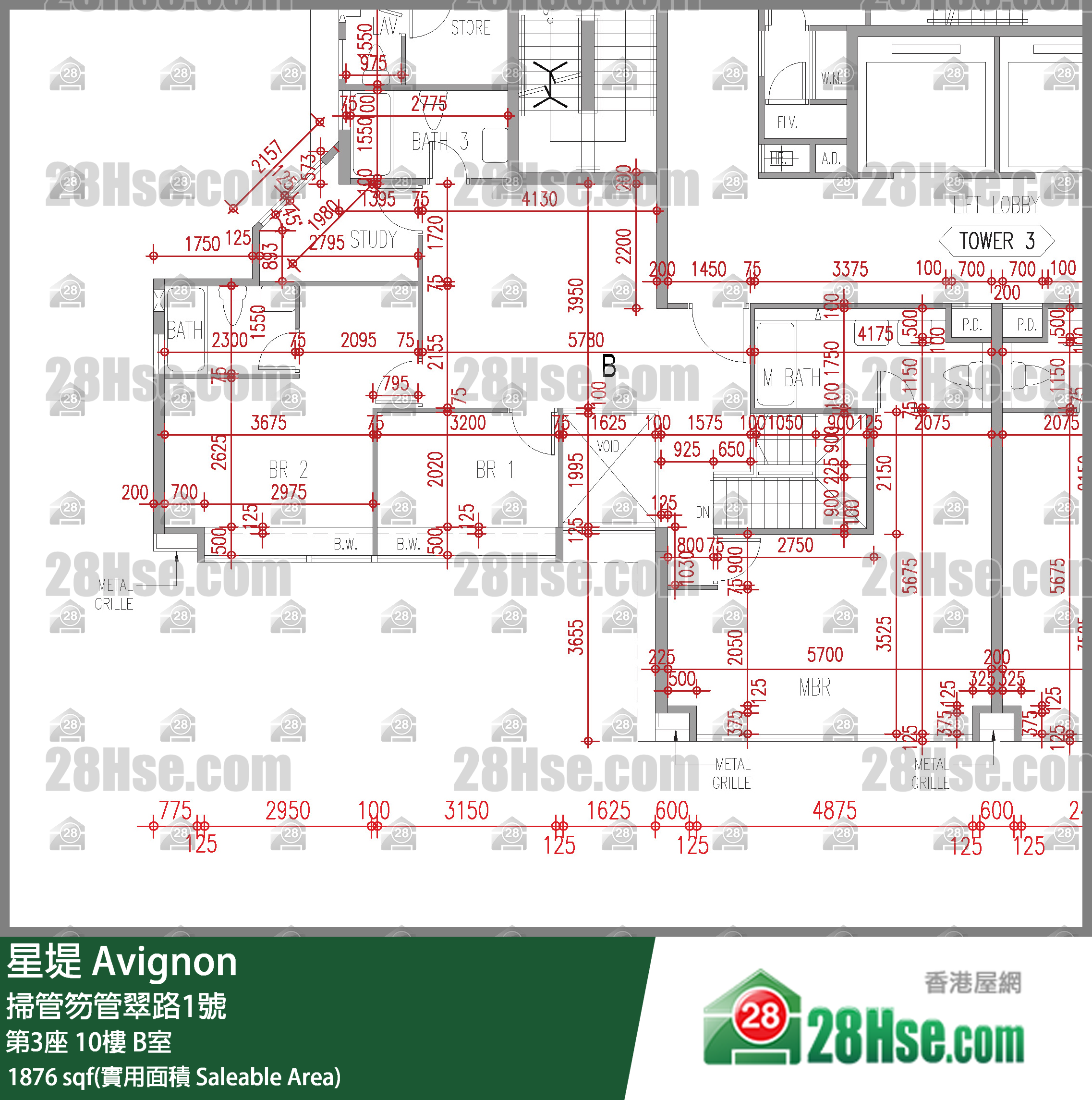 星堤 大廈 第3座 10樓 B室 平面圖