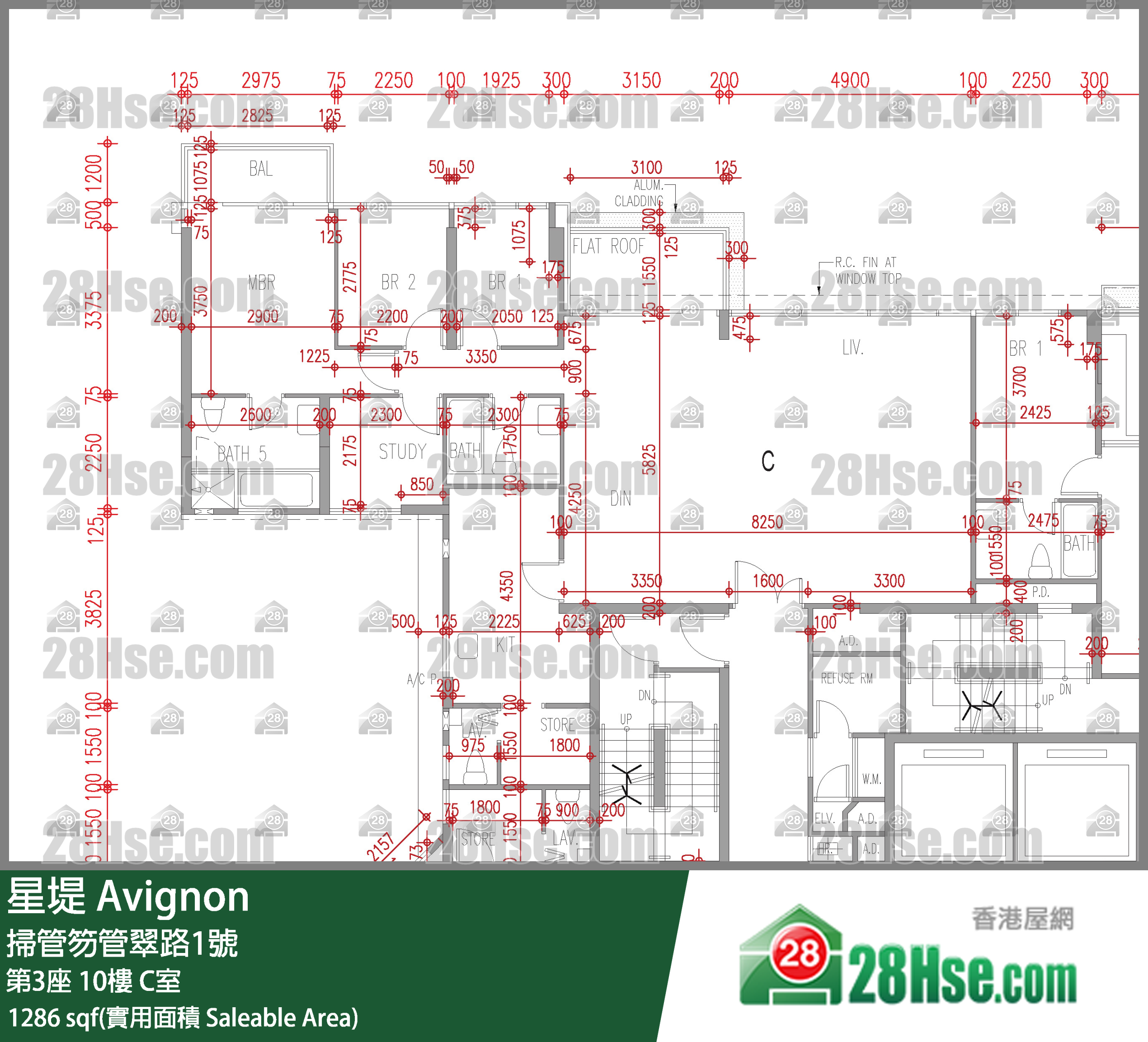 星堤 大廈 第3座 10樓 C室 平面圖