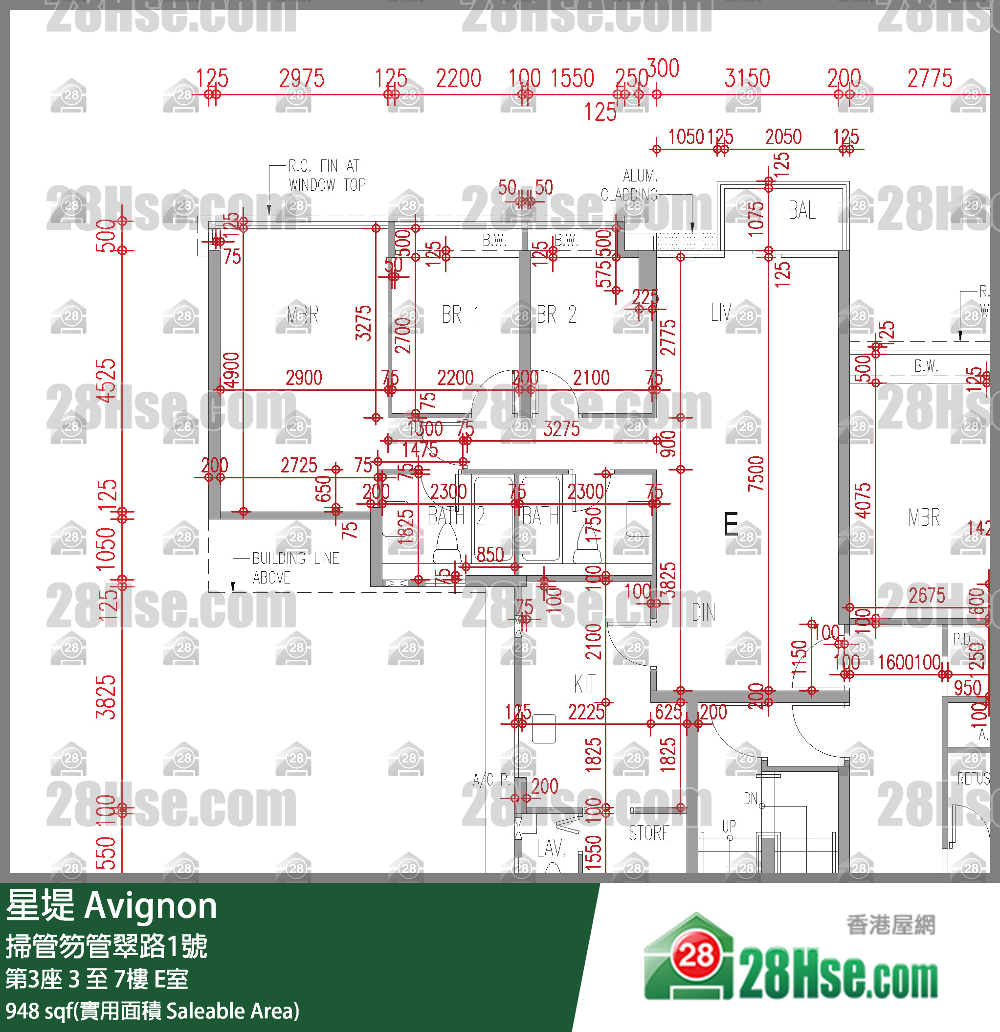 星堤 大廈 第3座 7樓 E室 平面圖