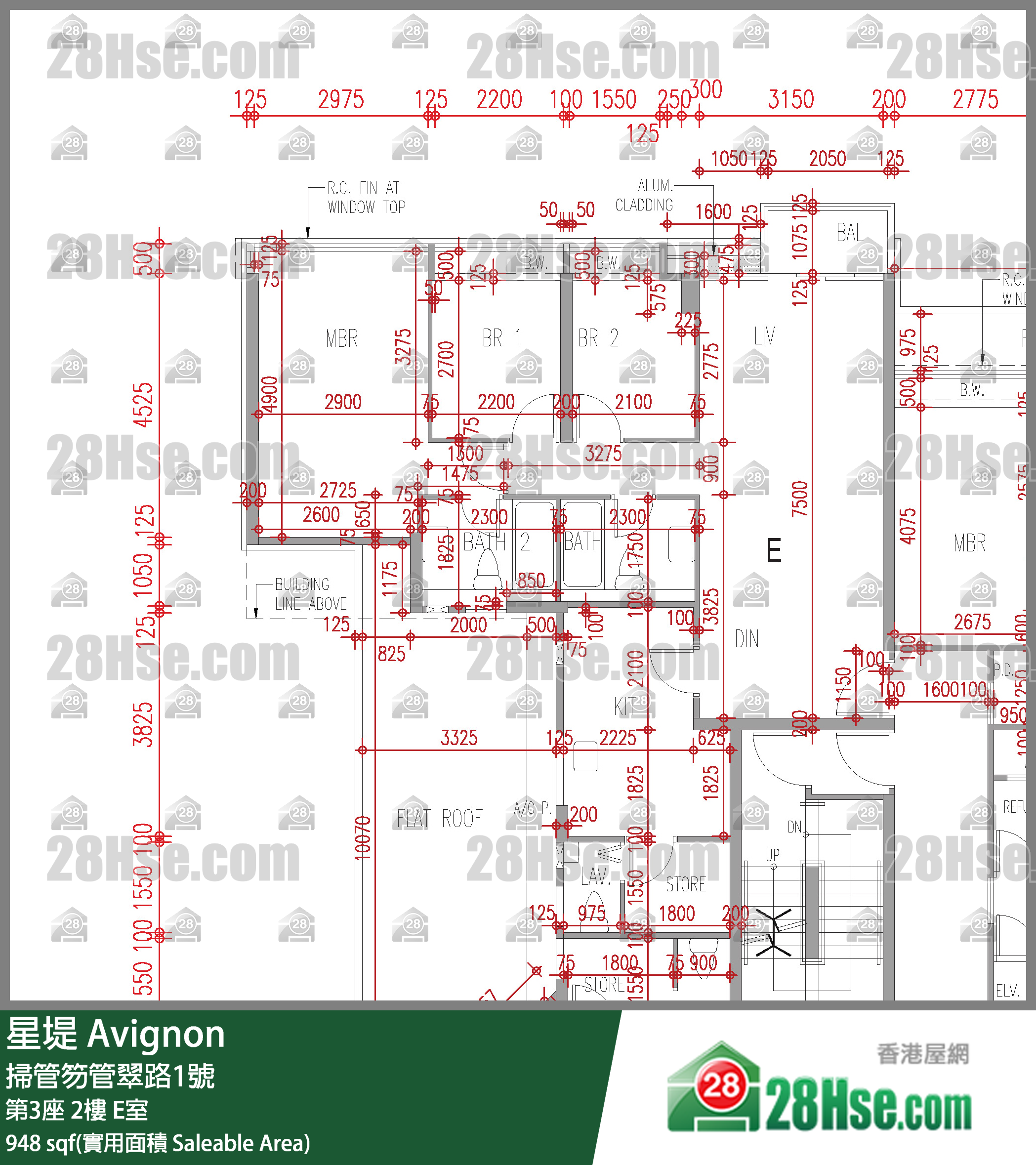 星堤 大廈第3座2樓 E室 平面圖