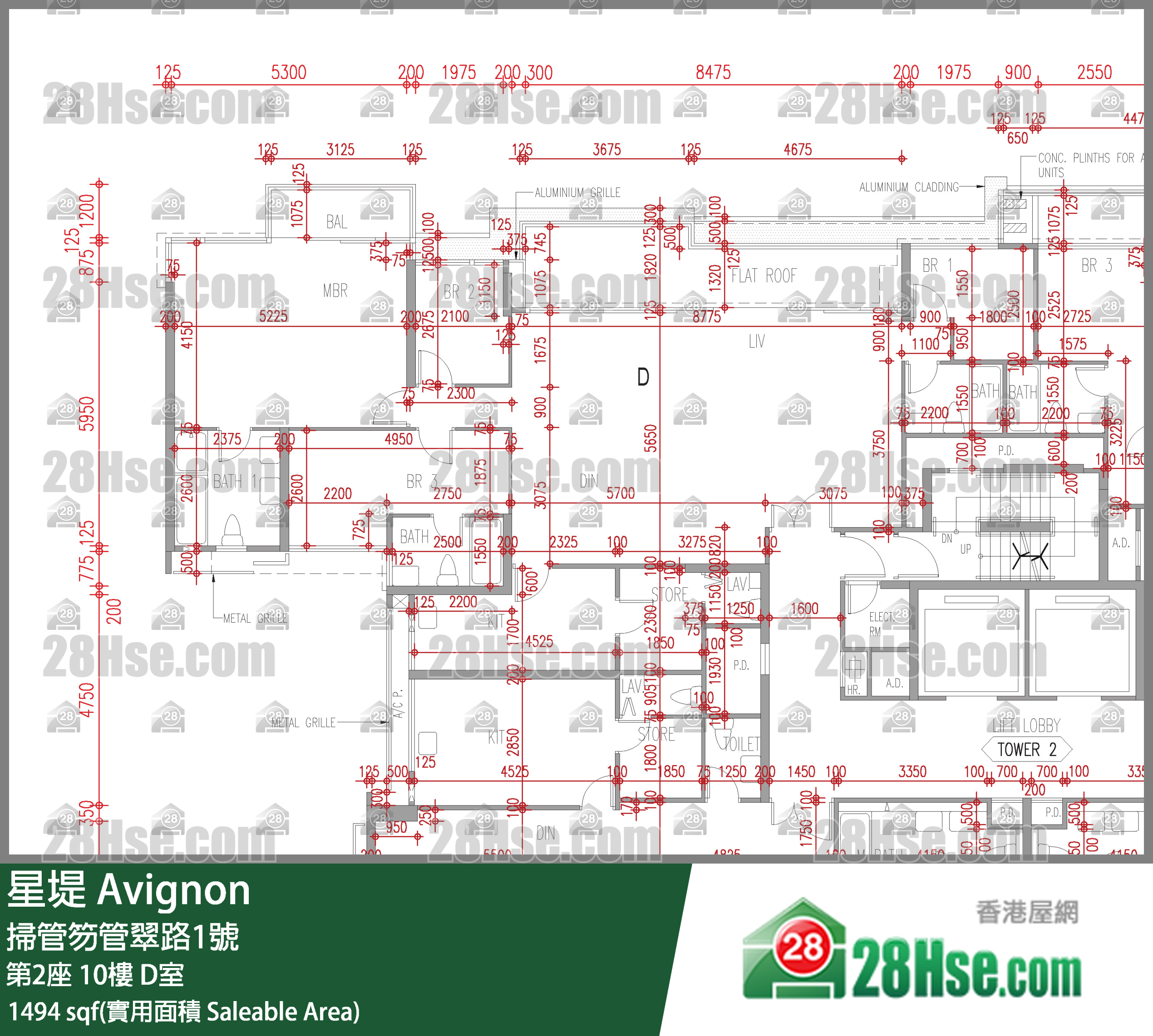 星堤 大廈 第2座 10樓 D室 平面圖