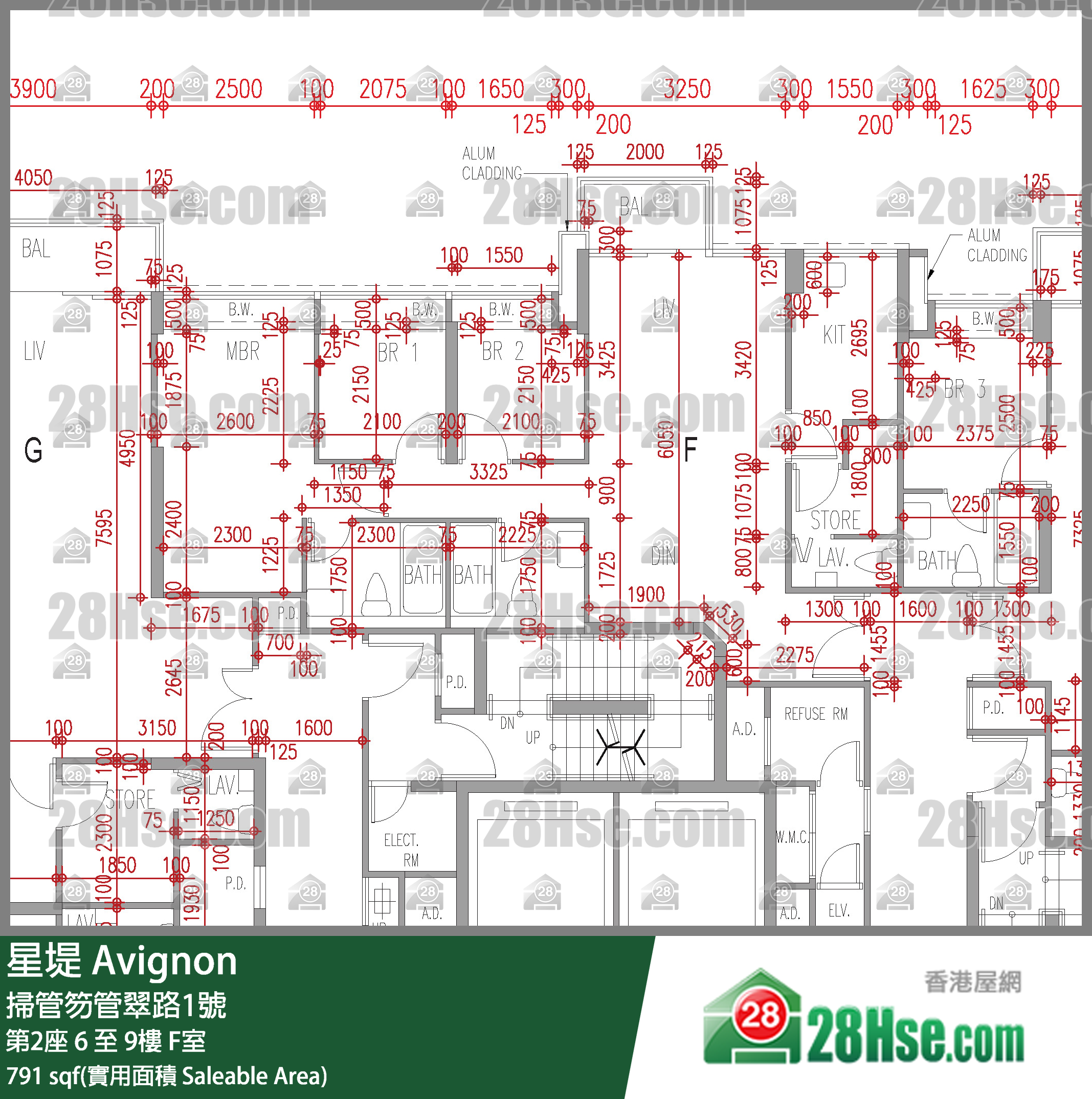 星堤 大廈第2座9樓 F室 平面圖
