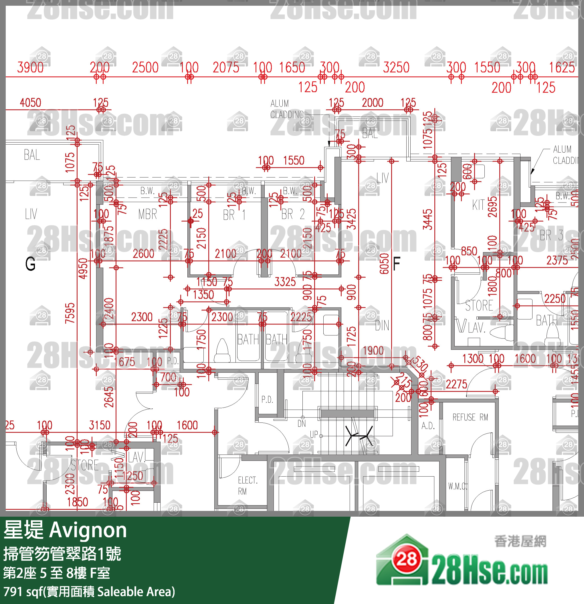 星堤 大廈第2座8樓 F室 平面圖