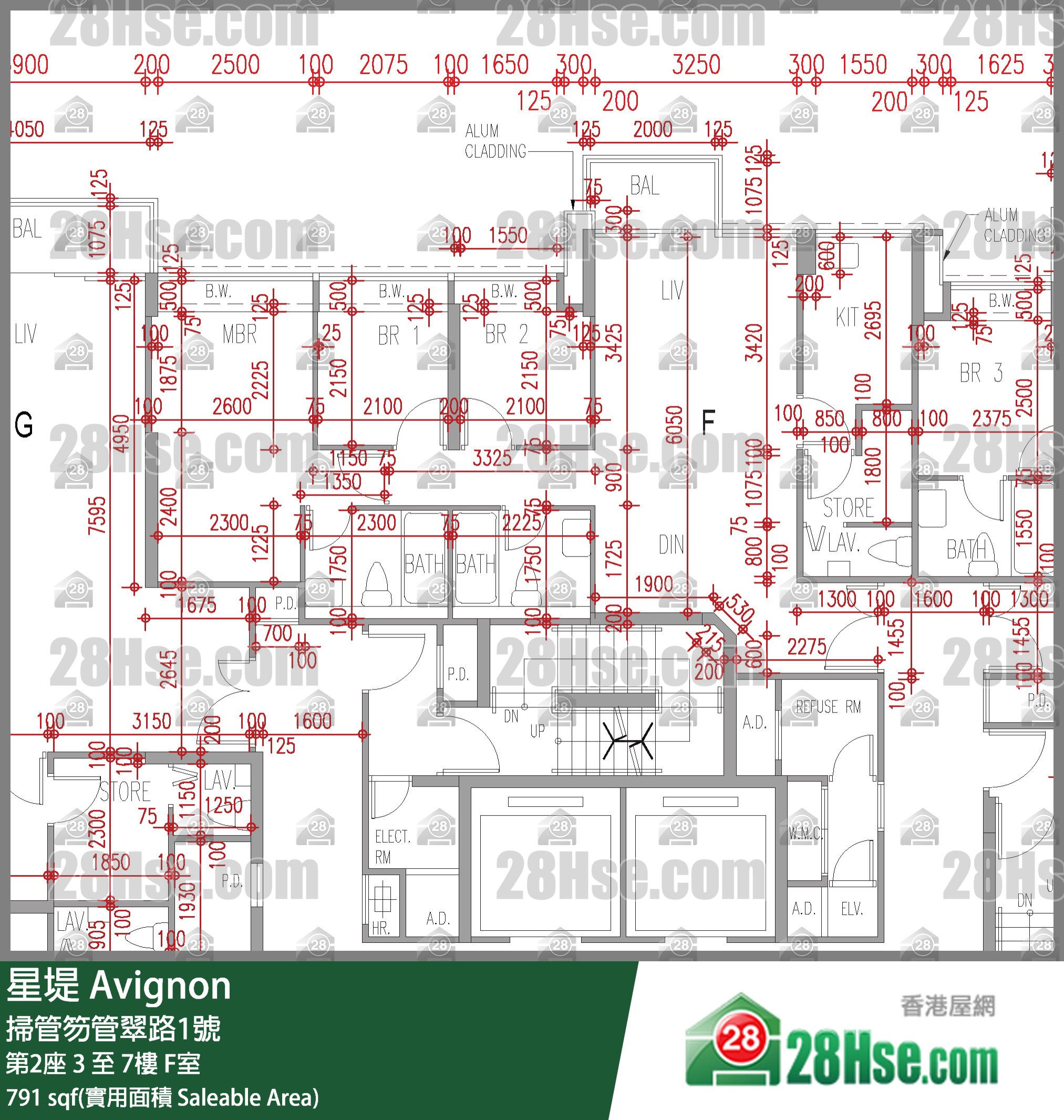 星堤 大廈 第2座 7樓 F室 平面圖