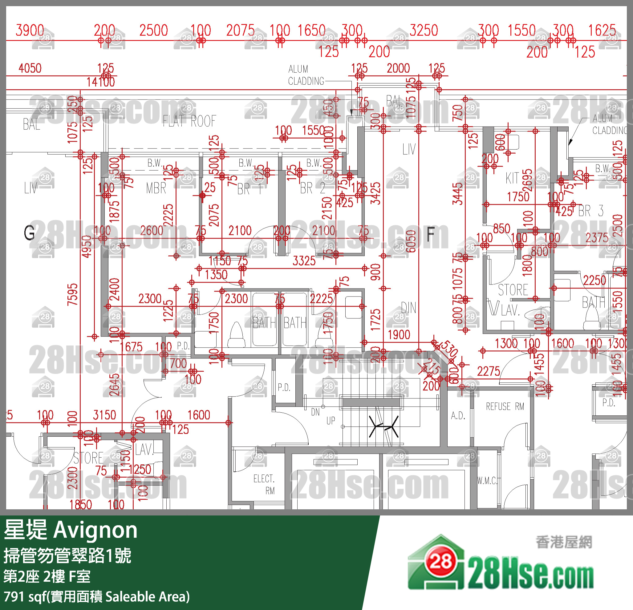 星堤 大廈第2座2樓 F室 平面圖