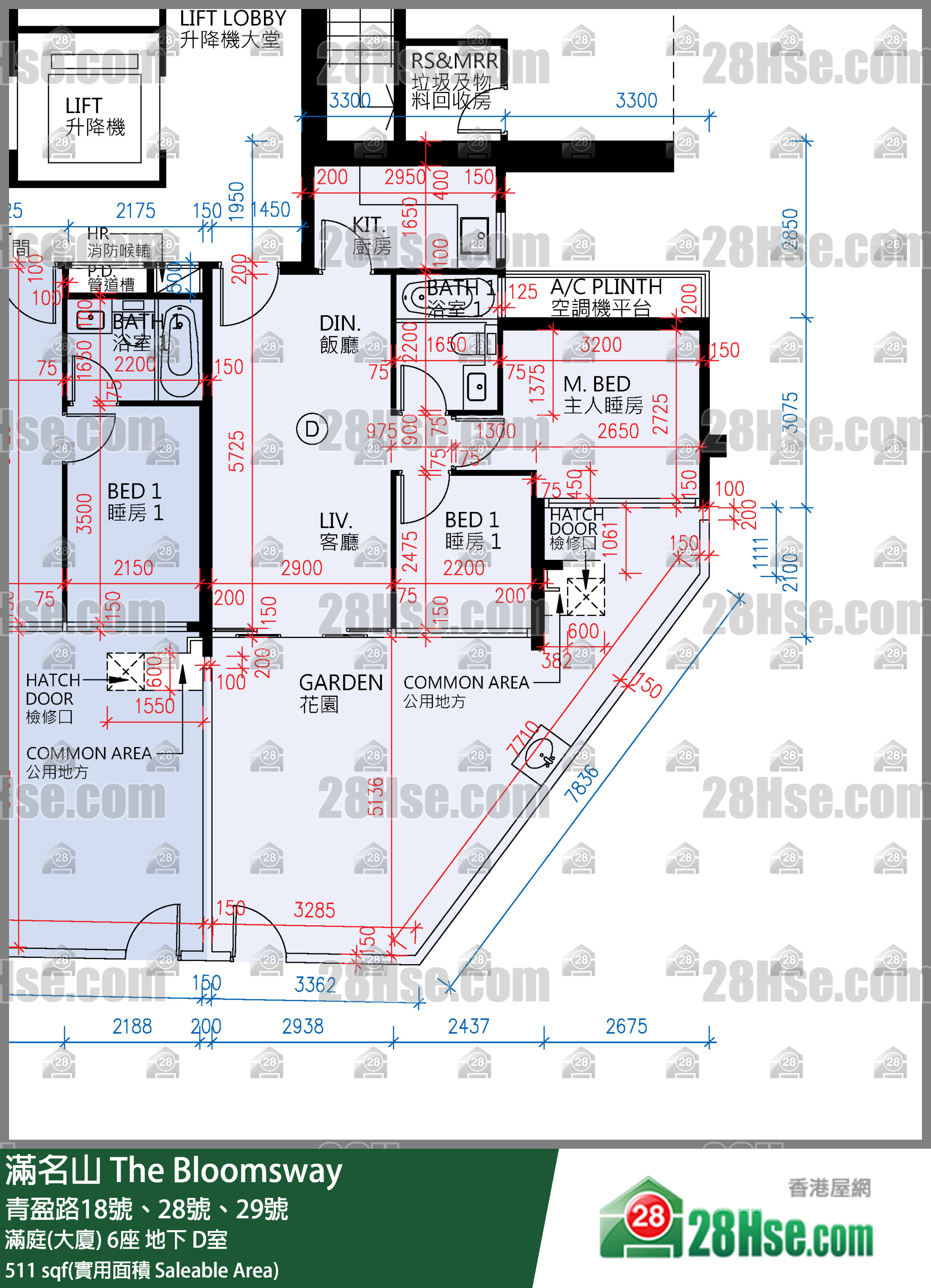满名山 满庭(大厦)6座地下 D室 平面图