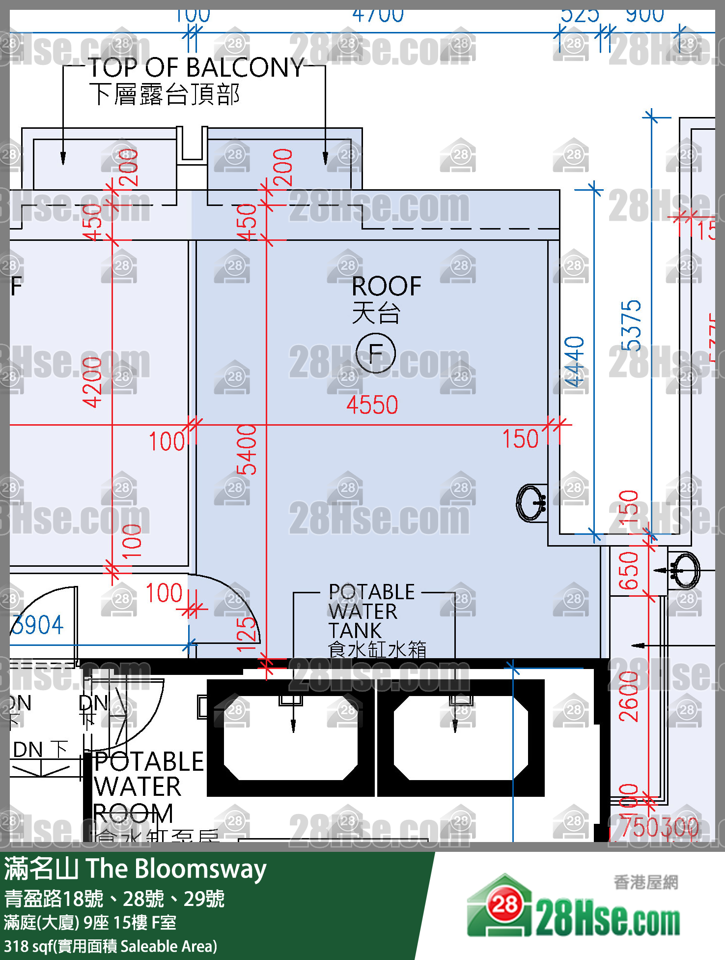 滿名山 滿庭(大廈) 9座 15樓 F室 平面圖