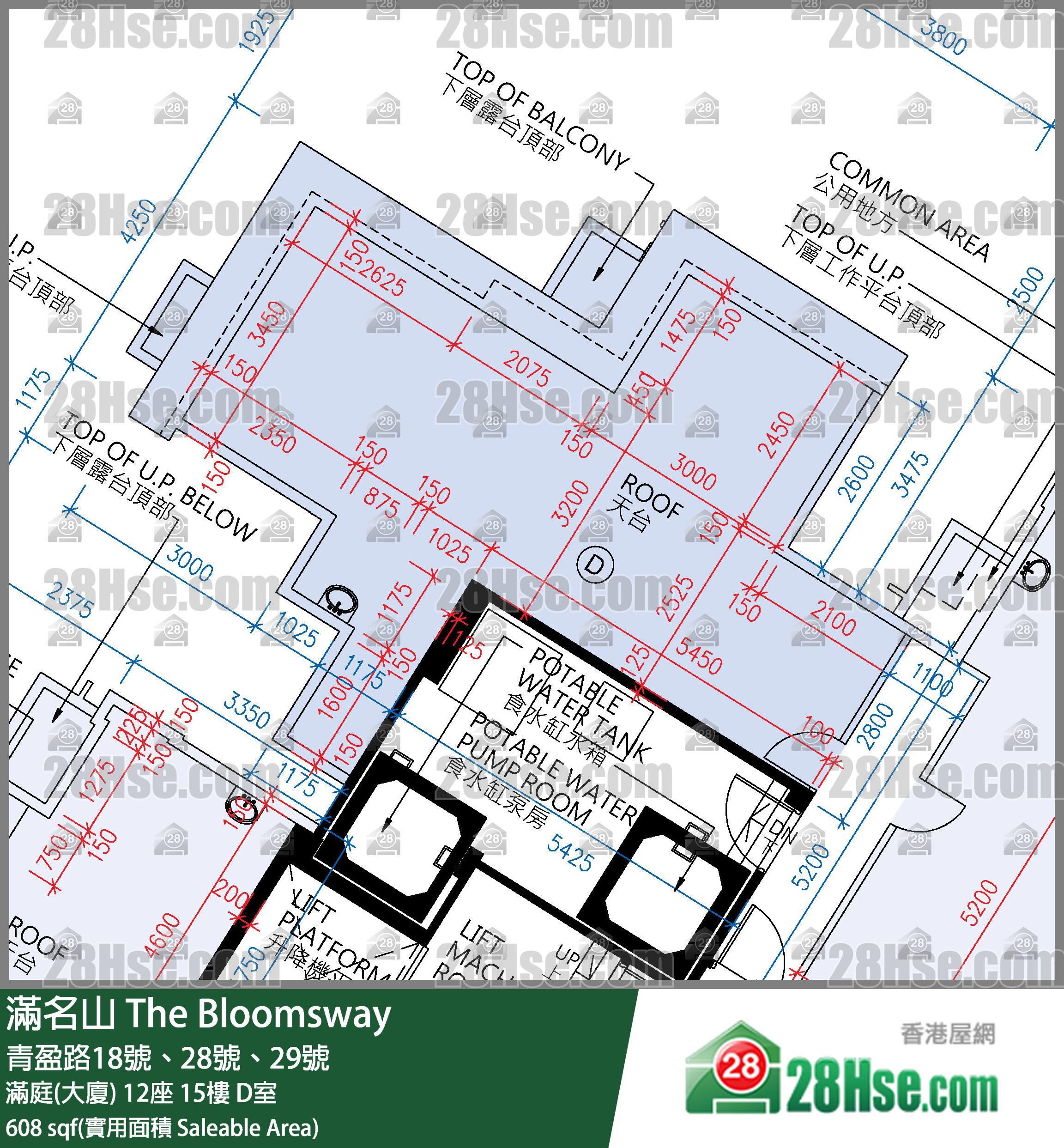 滿名山 滿庭(大廈)12座15樓 D室 平面圖