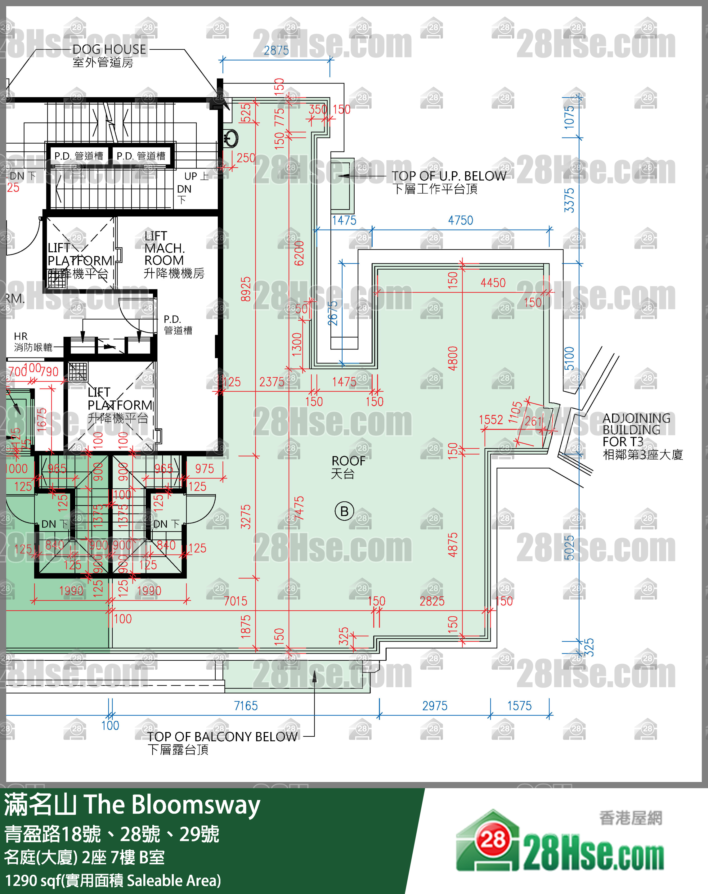 满名山 名庭(大厦) 2座 7楼 B室 平面图