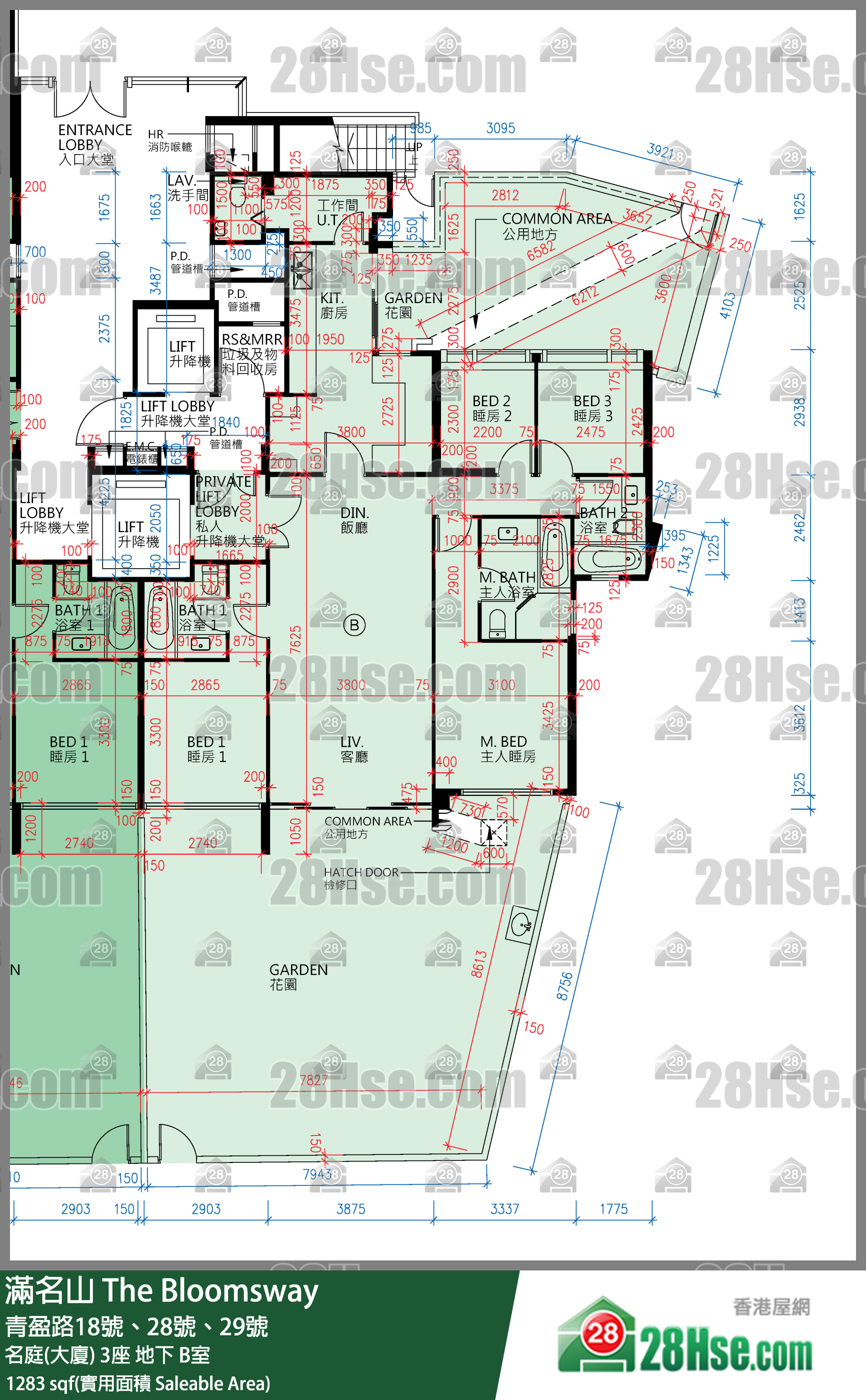 滿名山 名庭(大廈)3座地下 B室 平面圖