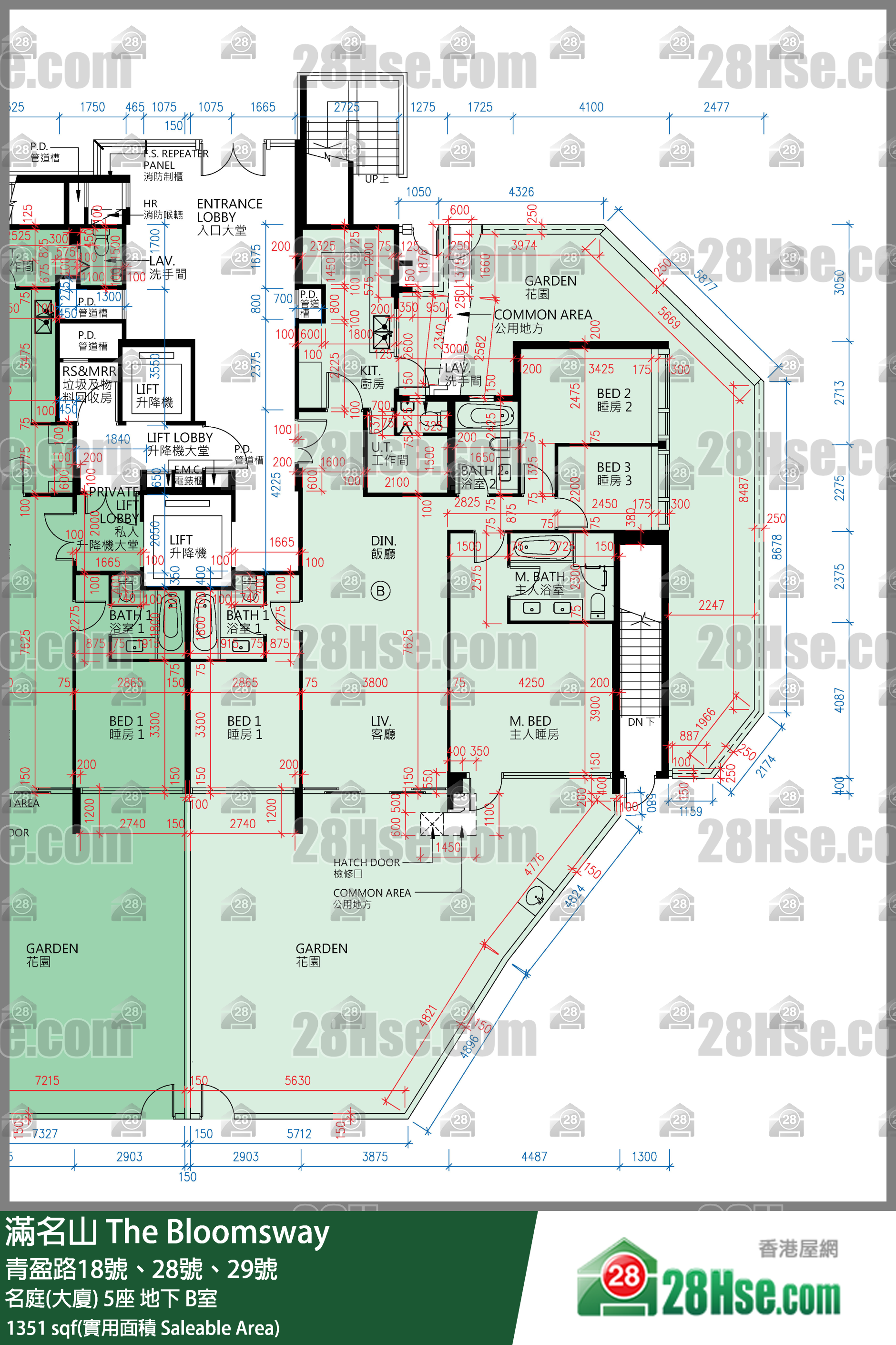 满名山 名庭(大厦) 5座 B室 平面图