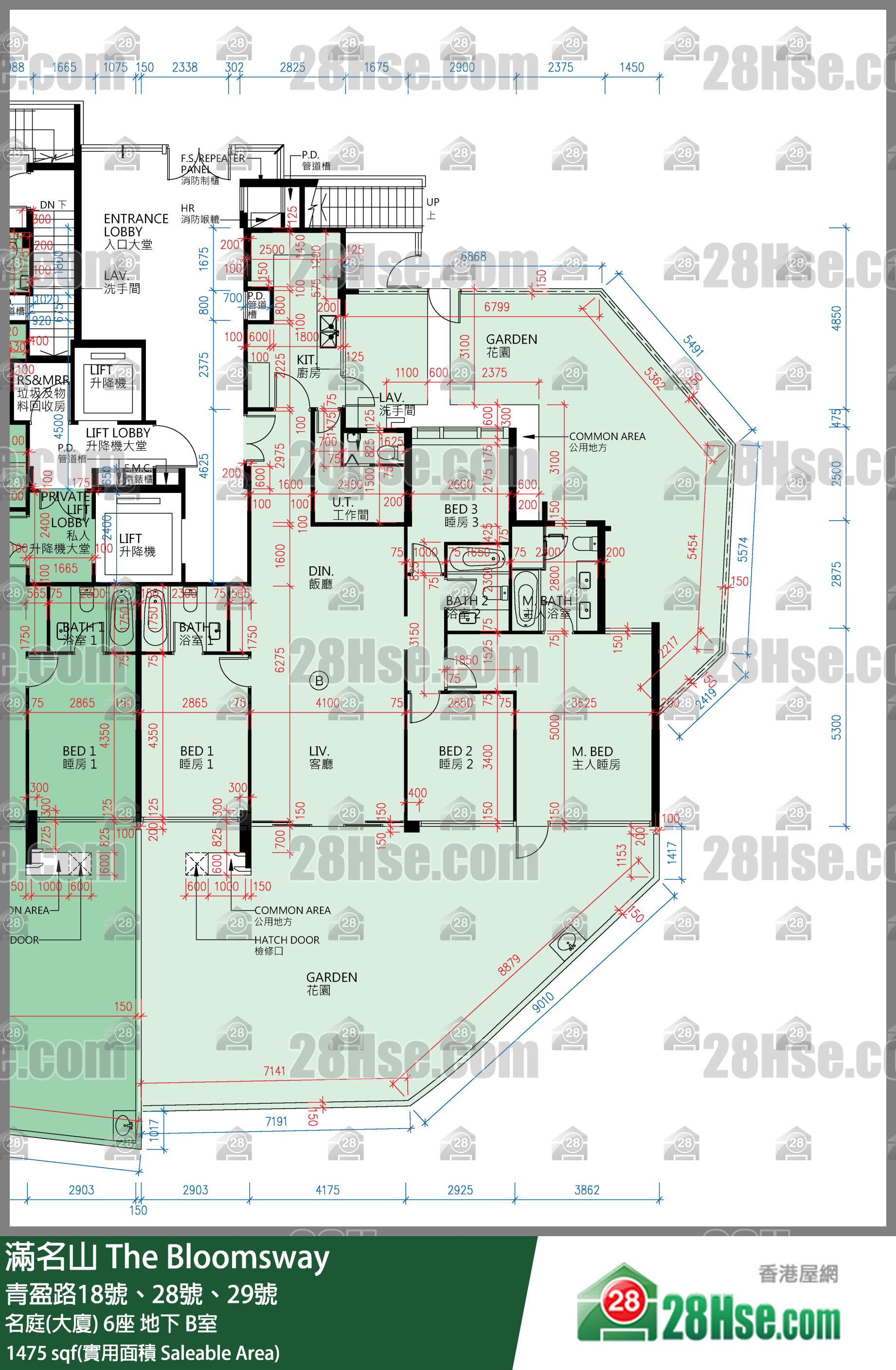 满名山 名庭(大厦) 6座 B室 平面图
