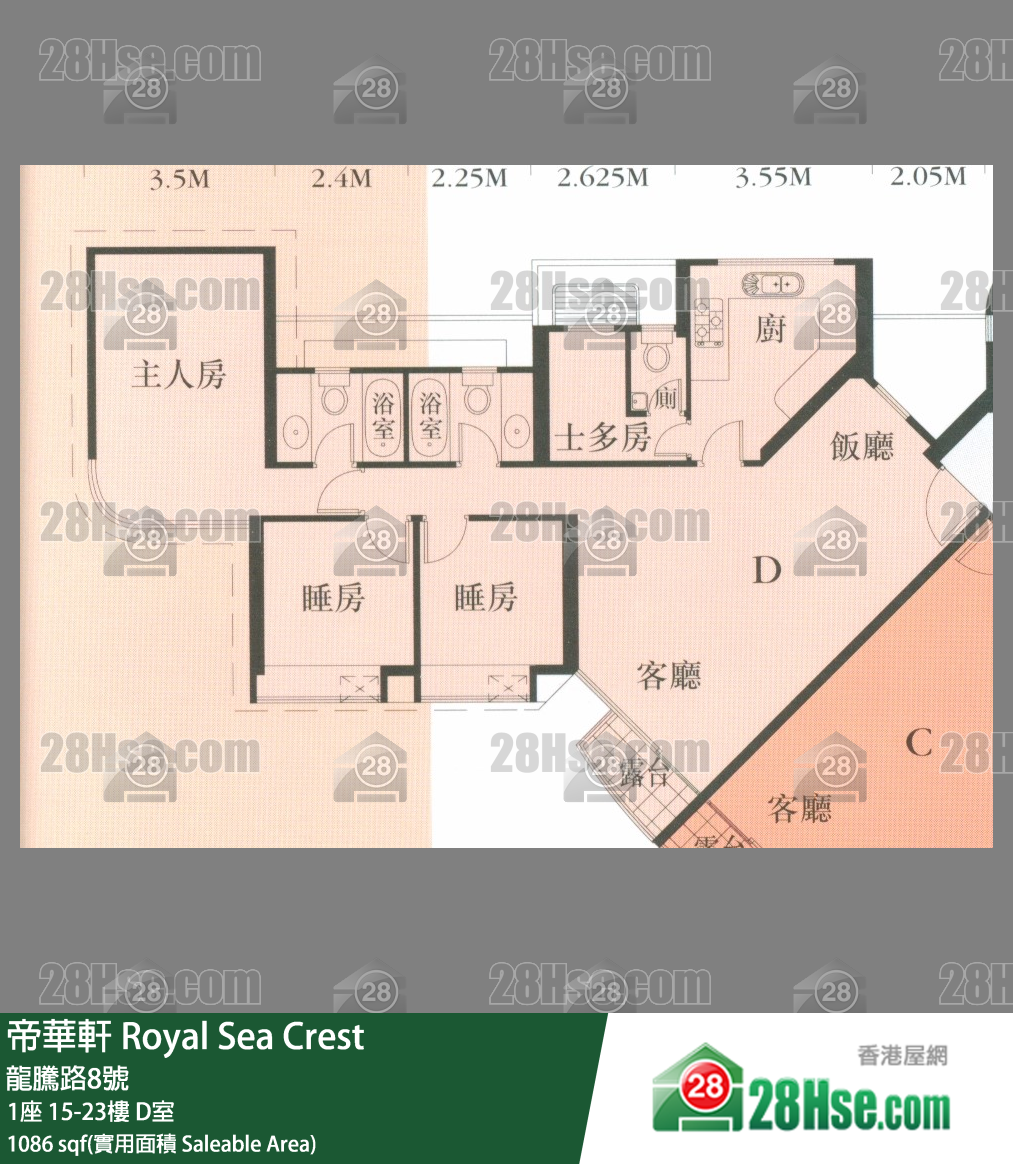 帝華軒 1座18樓 D室 平面圖