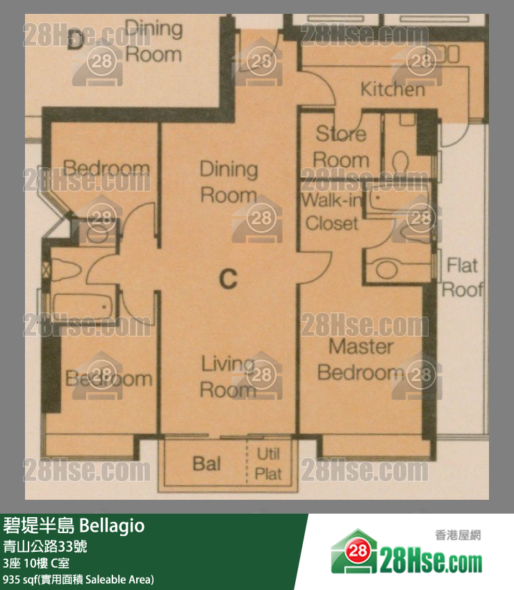 碧堤半島 3座 10樓 C室 平面圖
