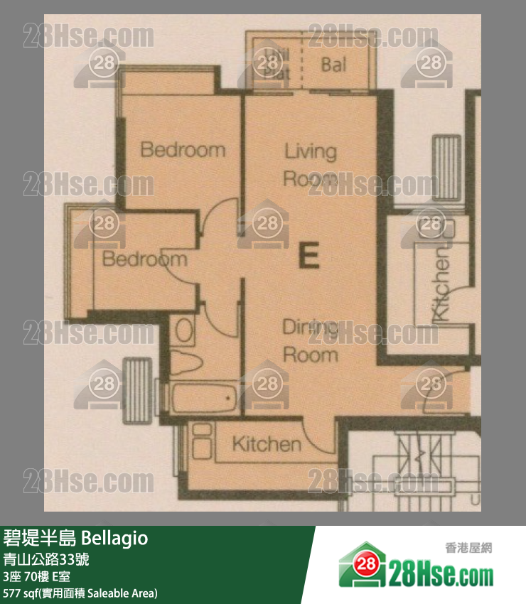 碧堤半島 3座 70樓 E室 平面圖