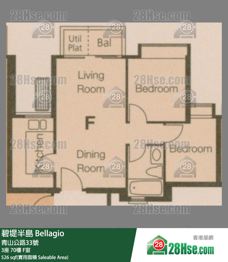 碧堤半島 3座70樓 F室 平面圖