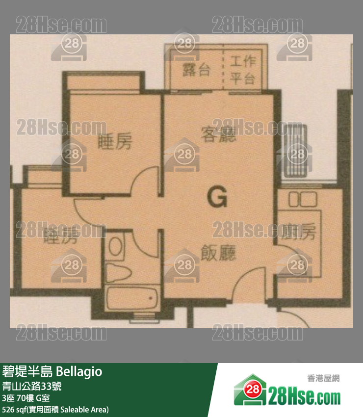 碧堤半島 3座70樓 G室 平面圖