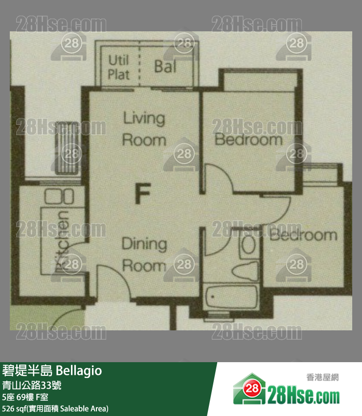 碧堤半島 5座69樓 F室 平面圖
