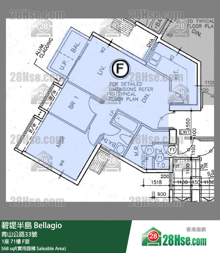 碧堤半島 1座71樓 F室 平面圖