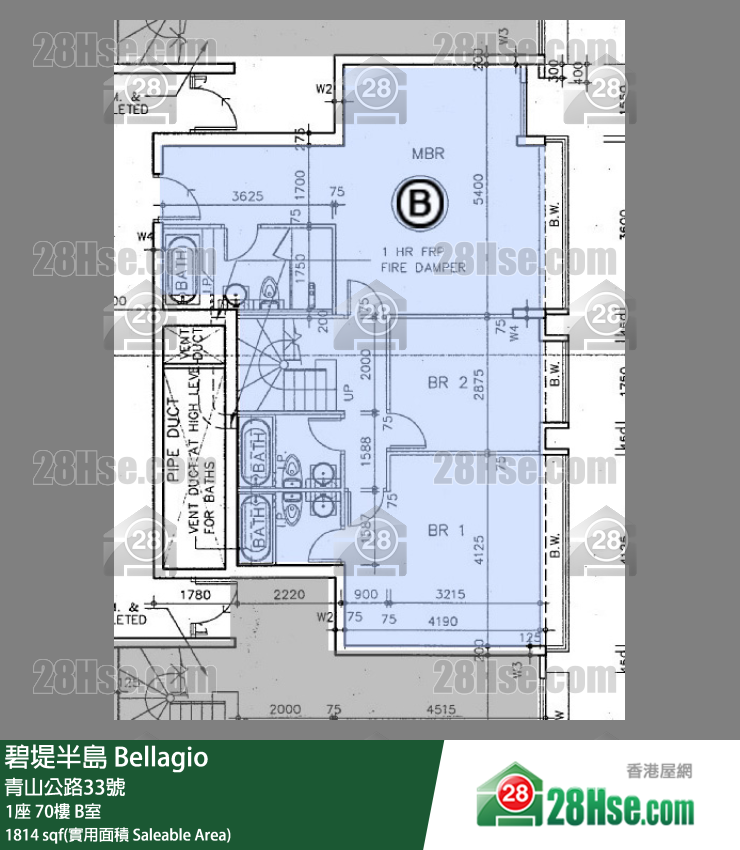 碧堤半島 1座70樓 B室 平面圖