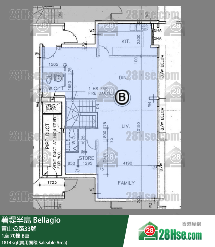 碧堤半島 1座70樓 B室 平面圖