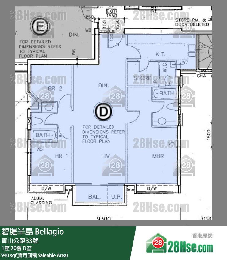 碧堤半島 1座70樓 D室 平面圖