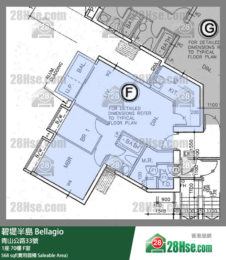 碧堤半島 1座 70樓 F室 平面圖
