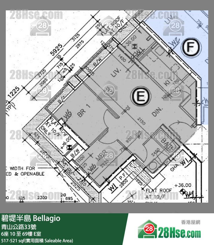 碧堤半島 6座36樓 E室 平面圖