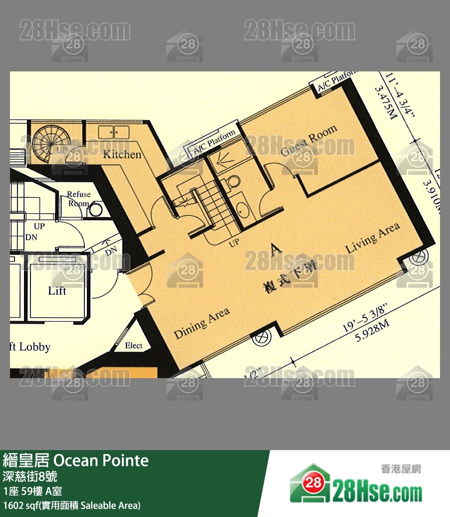 缙皇居 1座59楼 A室 平面图