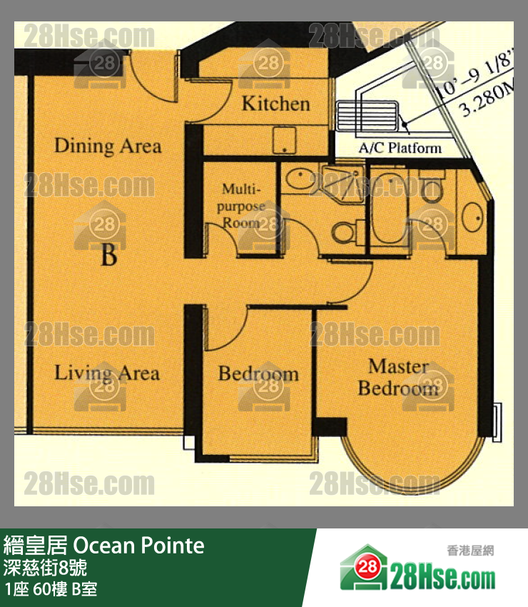 缙皇居 1座60楼 B室 平面图