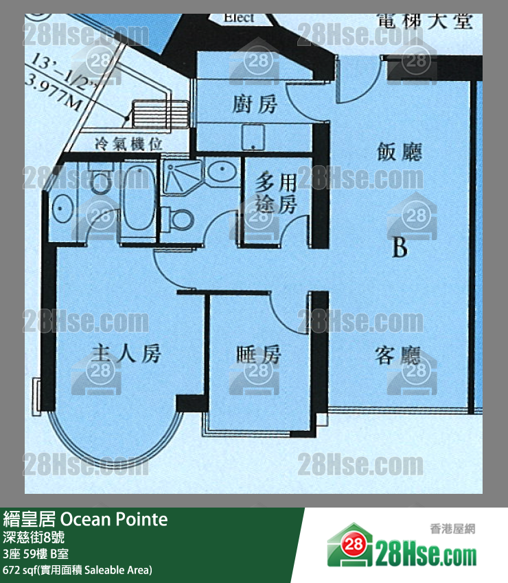 缙皇居 3座59楼 B室 平面图