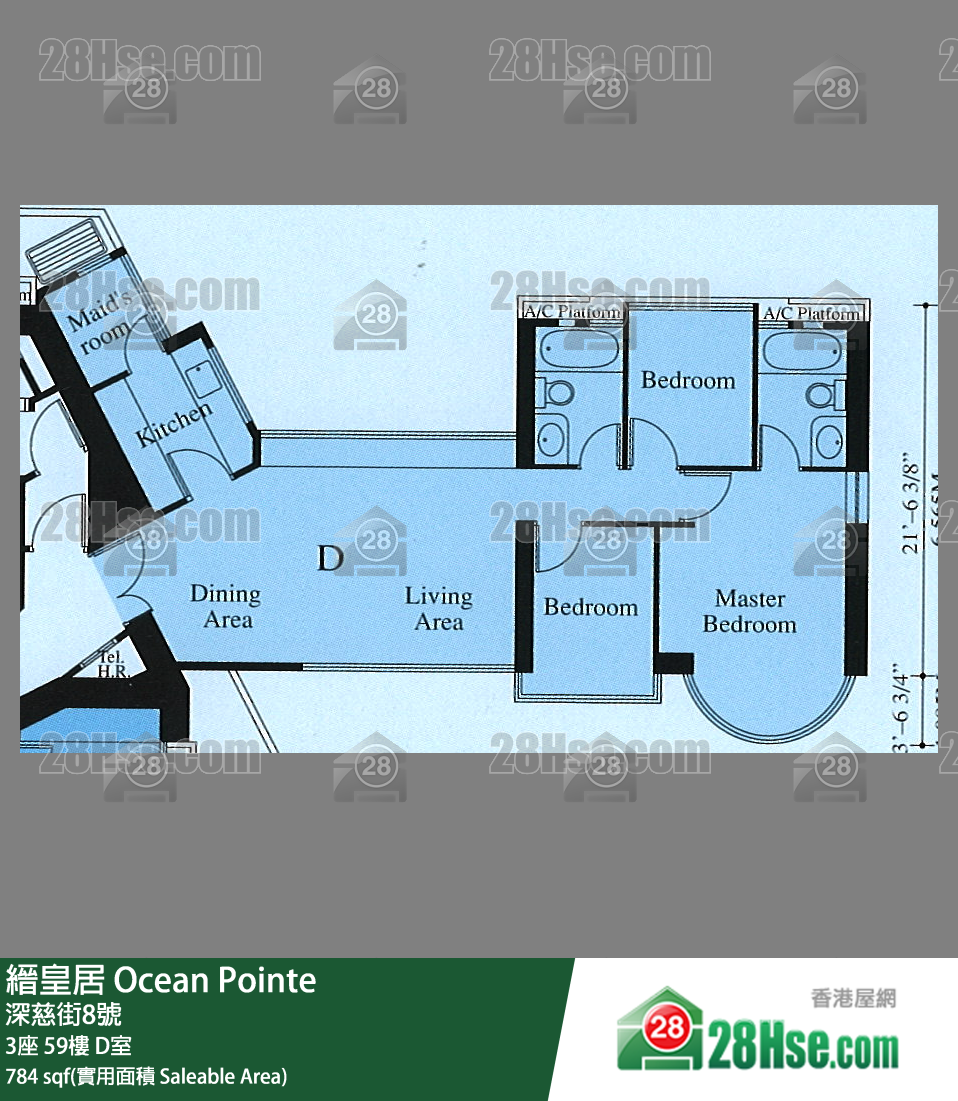 缙皇居 3座59楼 D室 平面图