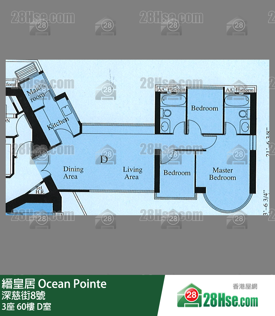 缙皇居 3座60楼 D室 平面图