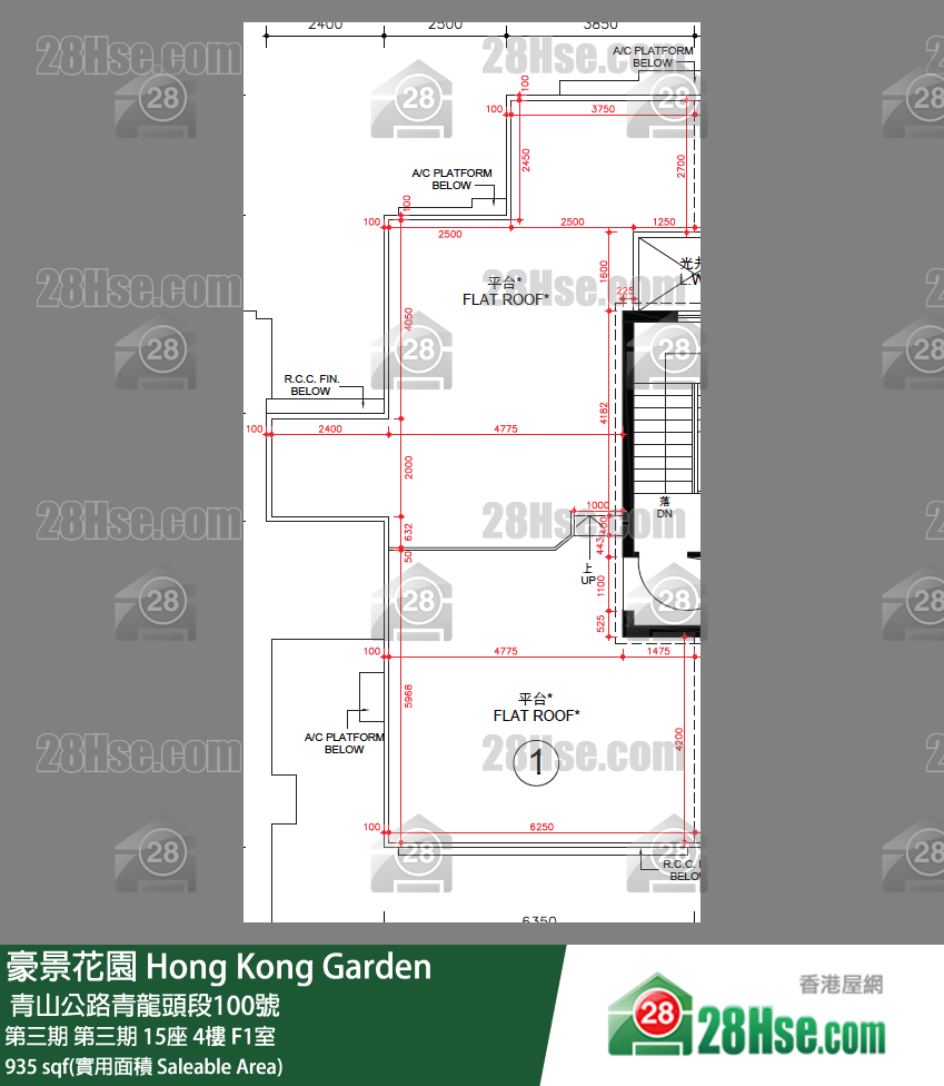 豪景花園 第三期第三期 15座4樓 F1室 平面圖