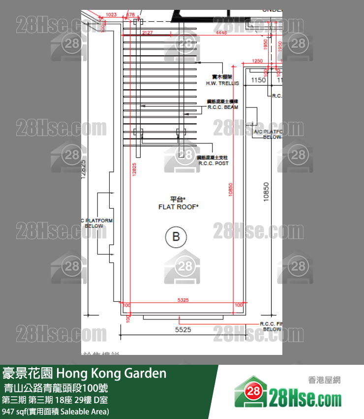 豪景花園 第三期 第三期 18座 29樓 D室 平面圖