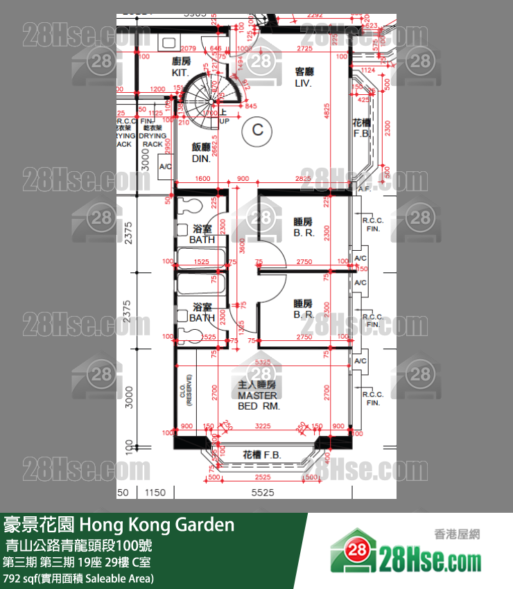 豪景花園 第三期第三期 19座29樓 C室 平面圖