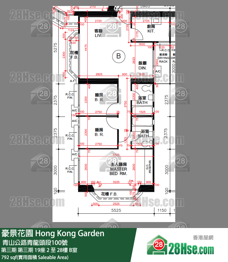 豪景花園 第三期第三期 19座2樓 B室 平面圖