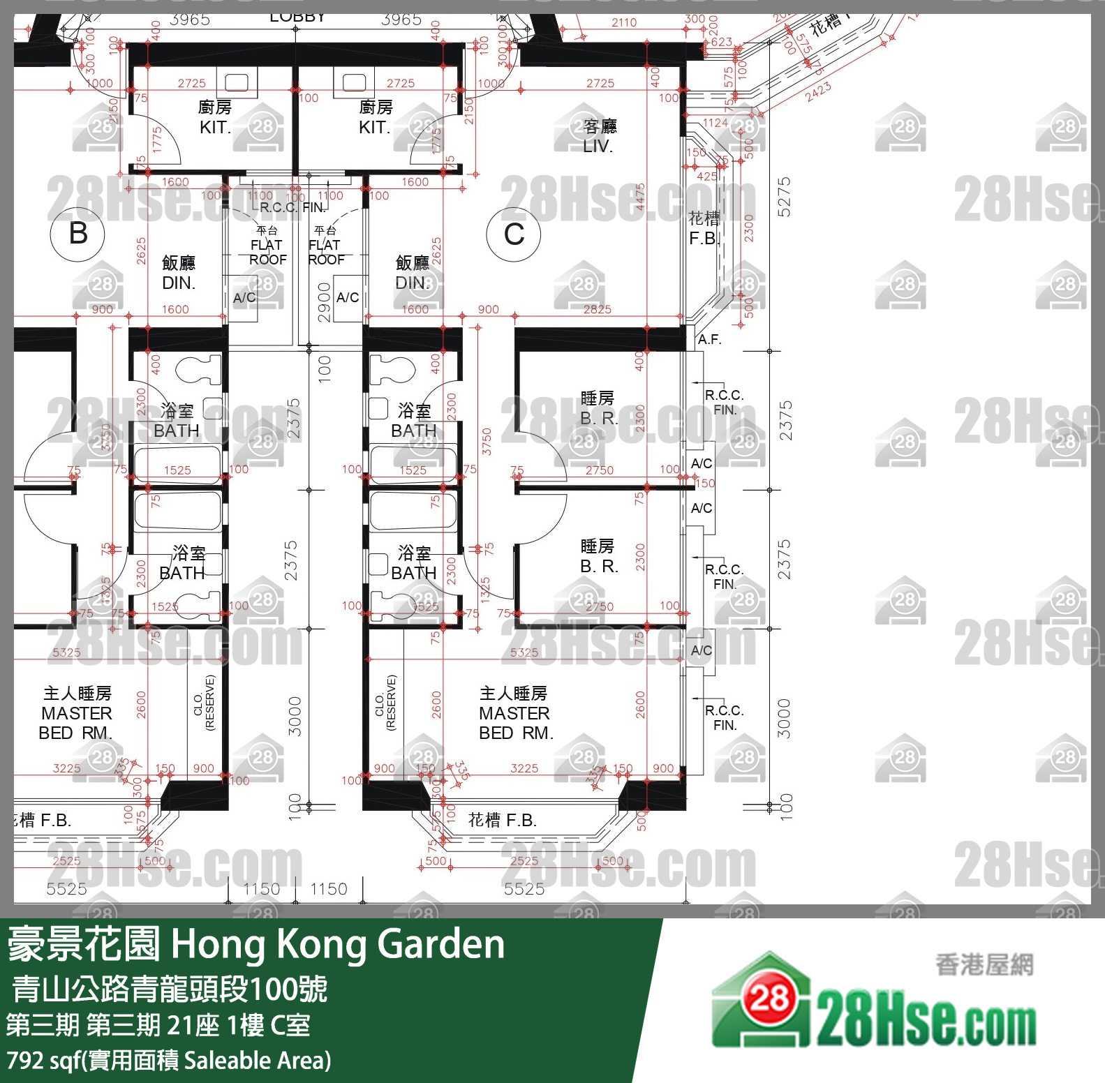 豪景花园 第三期 第三期 21座 1楼 C室 平面图