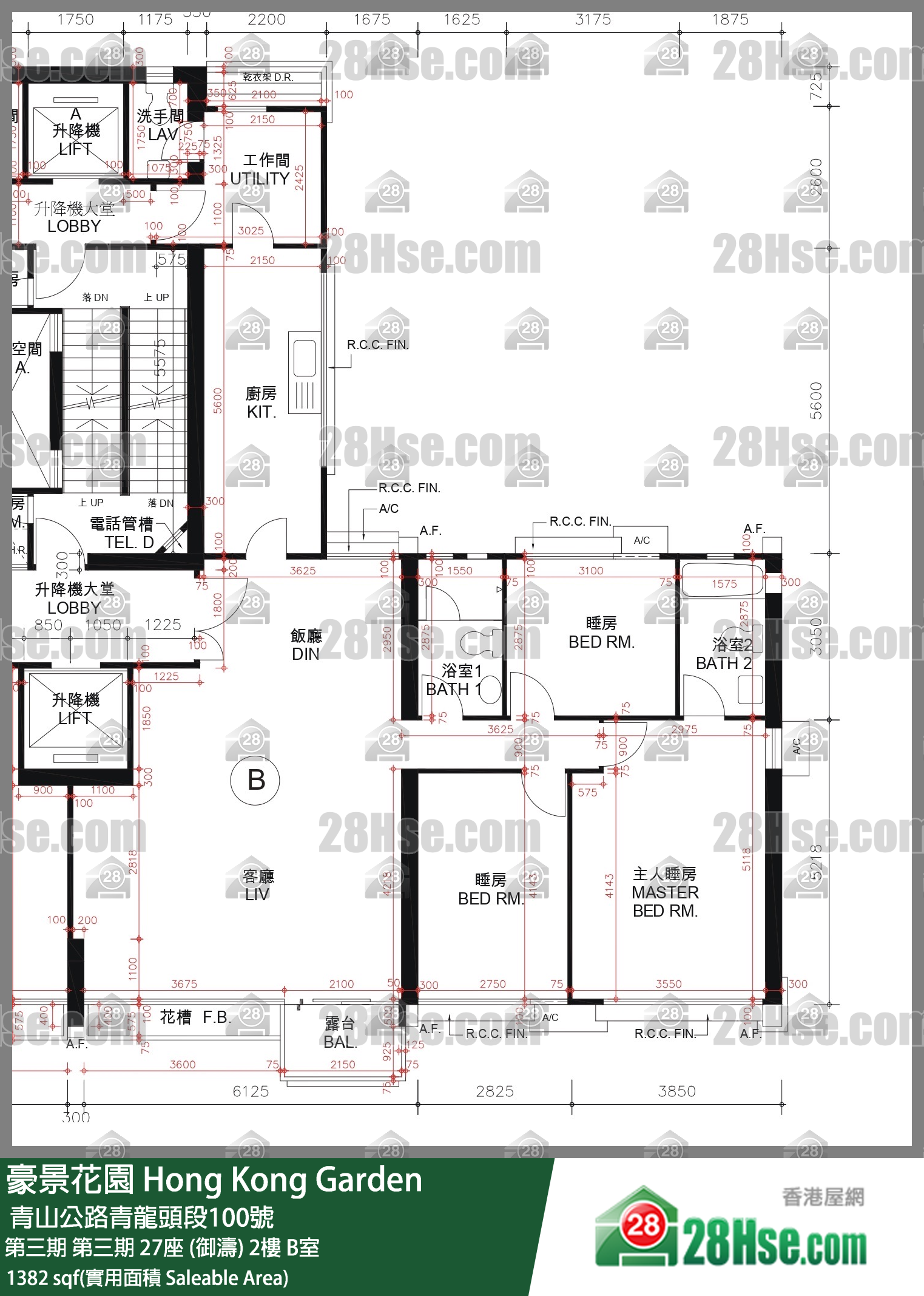 豪景花園 第三期第三期 27座 (御濤)2樓 B室 平面圖