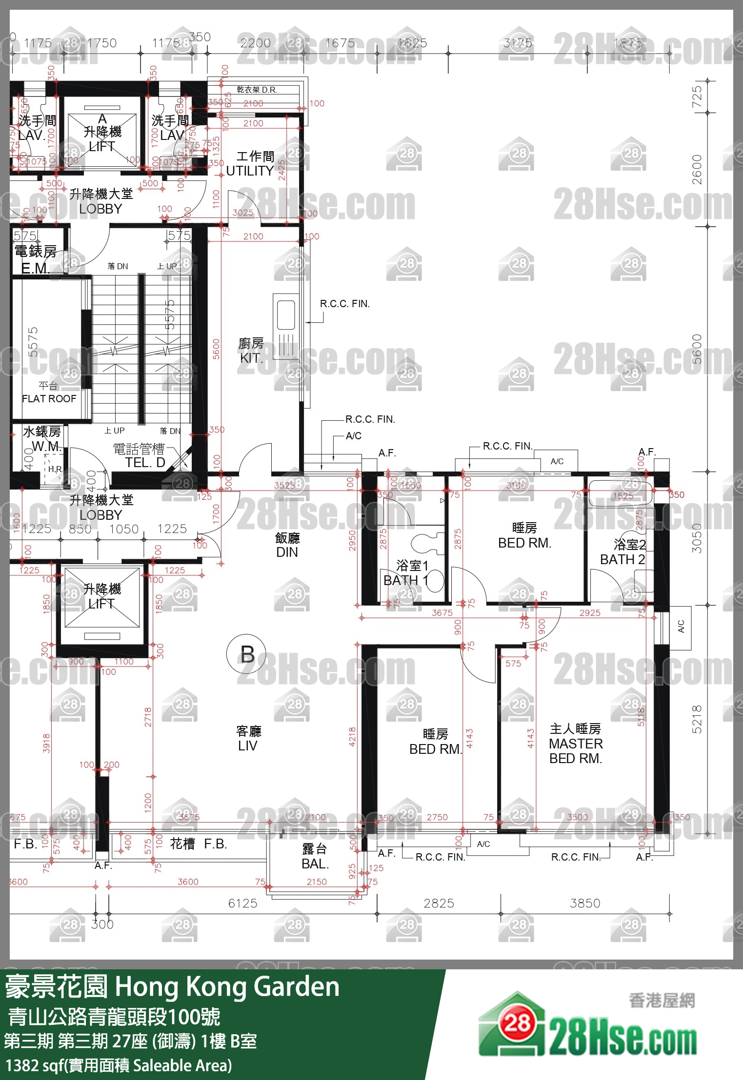 豪景花园 第三期第三期 27座 (御涛)1楼 B室 平面图